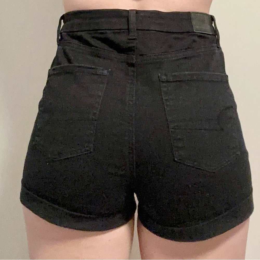 High-Rise Black Denim Women’s Shorts
